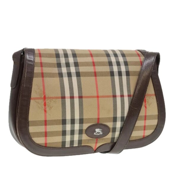 Burberrys Nova Check Shoulder Bag Canvas Beige Gold Auth ki4954 - Picture 1 of 14